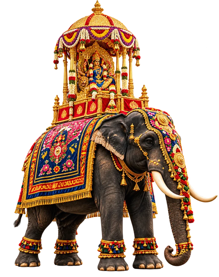 Jamboo Savari elephant with the golden howdah